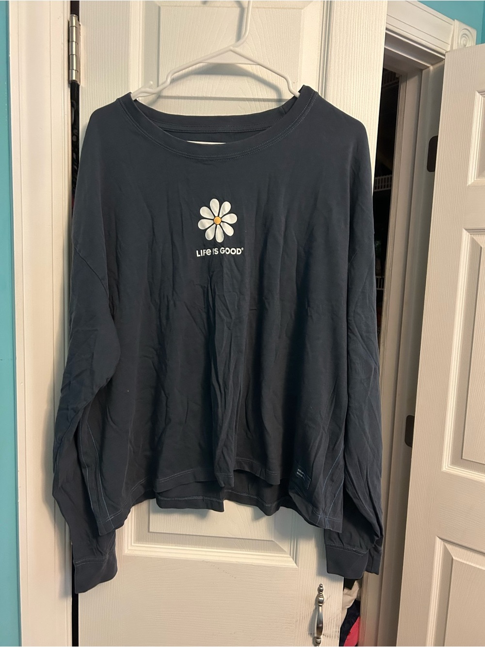 Life Is Good Navy Daisy Long Sleeve Tee